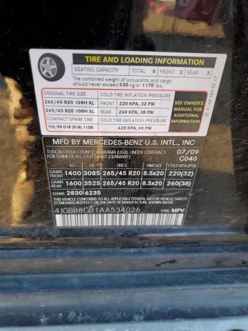 4JGBB8GB1AA534026 - 2010 MERCEDES-BENZ ML 350 4MATIC BLACK photo 12