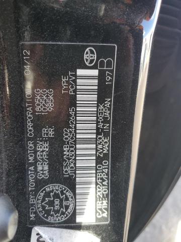 JTDKN3DU7C5442645 - 2012 TOYOTA PRIUS BLACK photo 13