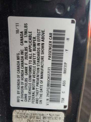 2HGFG3B05CH517171 - 2012 HONDA CIVIC EXL Qara foto 12