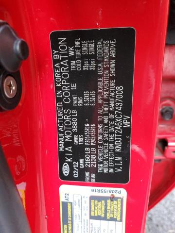 KNDJT2A6XC7437008 - 2012 KIA SOUL + RED photo 12