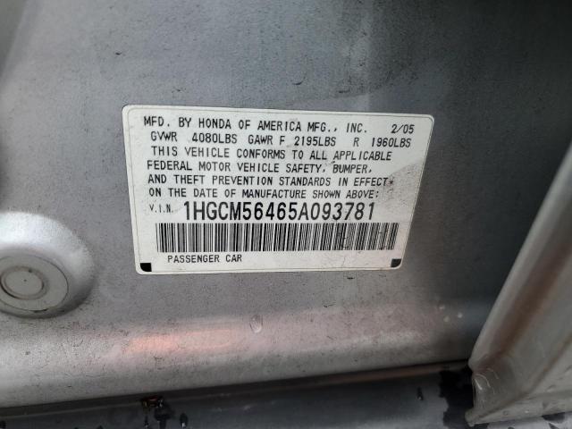 1HGCM56465A093781 - 2005 HONDA ACCORD LX SILVER photo 12