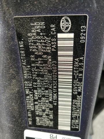 4T1BK1FK5EU026073 - 2014 TOYOTA CAMRY SE GRAY photo 12