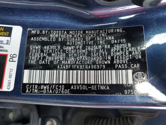 4T4BF1FK8FR496979 - 2015 TOYOTA CAMRY LE BLUE photo 12