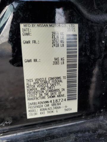 1N4BL4DVXMN418724 - 2021 NISSAN ALTIMA SV BLACK photo 12