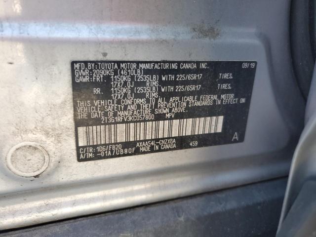 2T3G1RFV3KC057800 - 2019 TOYOTA RAV4 LE Күміс фото 13