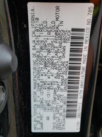 3TMJU4GN1BM110833 - 2011 TOYOTA TACOMA DOUBLE CAB PRERUNNER BLACK photo 13