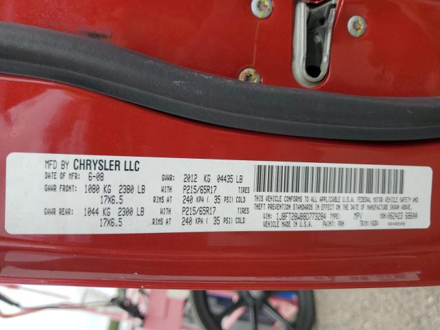 1J8FT28W88D773284 - 2008 JEEP PATRIOT SPORT RED photo 13