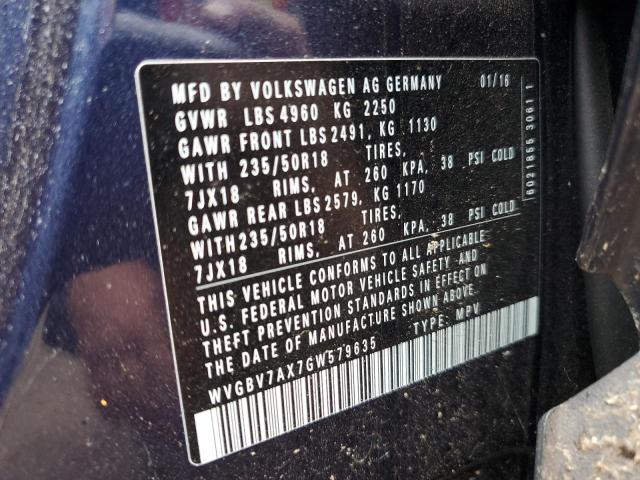 WVGBV7AX7GW579635 - 2016 VOLKSWAGEN TIGUAN S BLUE photo 12