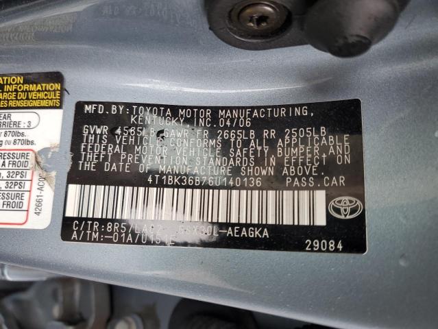 4T1BK36B76U140136 - 2006 TOYOTA AVALON XL BLUE photo 12