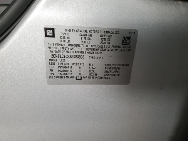 2CNFLCEC8B6453908 - 2011 CHEVROLET EQUINOX LS SILVER photo 13