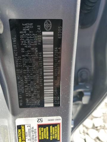 4T1G11AK8LU931646 - 2020 TOYOTA CAMRY SE GRAY photo 12