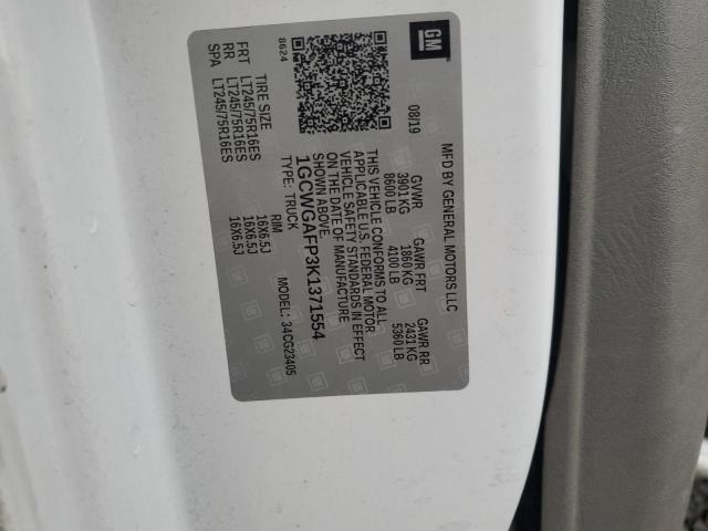 1GCWGAFP3K1371554 - 2019 CHEVROLET EXPRESS G2 WHITE photo 12