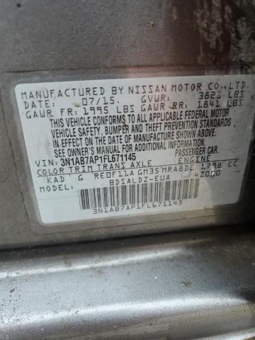 3N1AB7AP1FL671145 - 2015 NISSAN SENTRA S GRAY photo 13