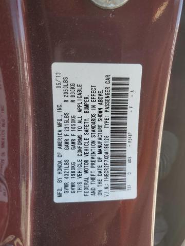 1HGCR2F7XDA196128 - 2013 HONDA ACCORD EX Марун фото 12