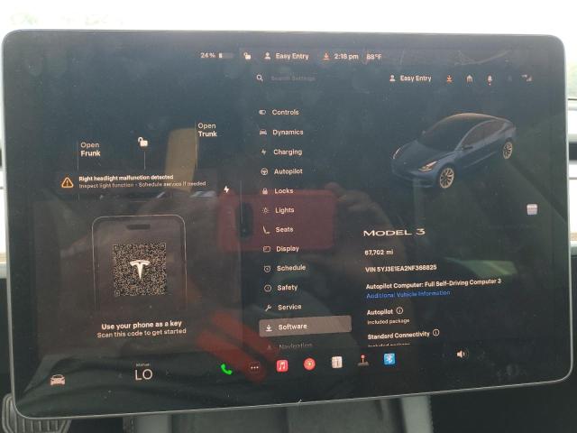 5YJ3E1EA2NF368825 - 2022 TESLA MODEL 3 Boz foto 9