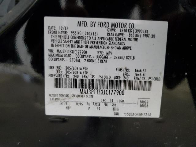 MAJ3P1TE3JC177900 - 2018 FORD ECOSPORT SE Schwarz Foto 13