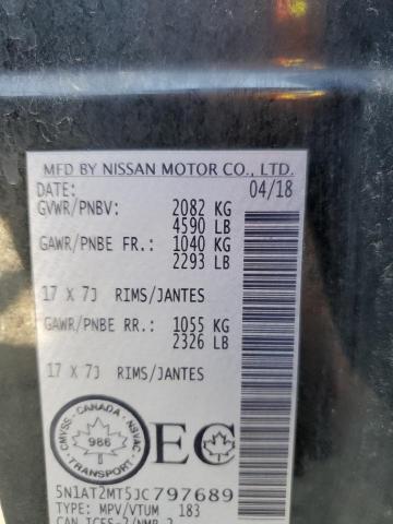 5N1AT2MT5JC797689 - 2018 NISSAN ROGUE S BLACK photo 12