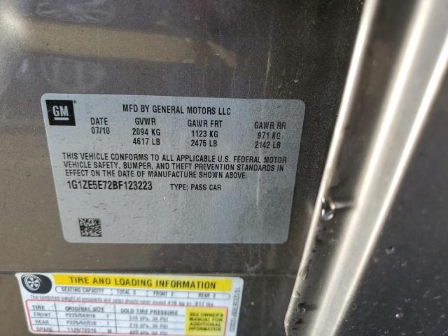 1G1ZE5E72BF123223 - 2011 CHEVROLET MALIBU LTZ ნაცრისფერი ფოტო 12