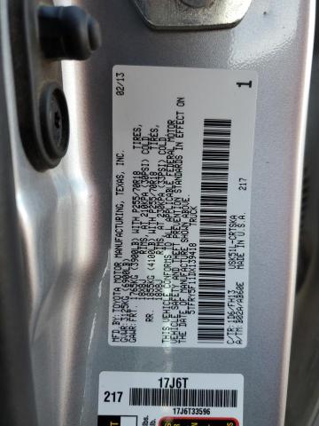 5TFRY5F11DX139418 - 2013 TOYOTA TUNDRA DOUBLE CAB SR5 SILVER photo 13