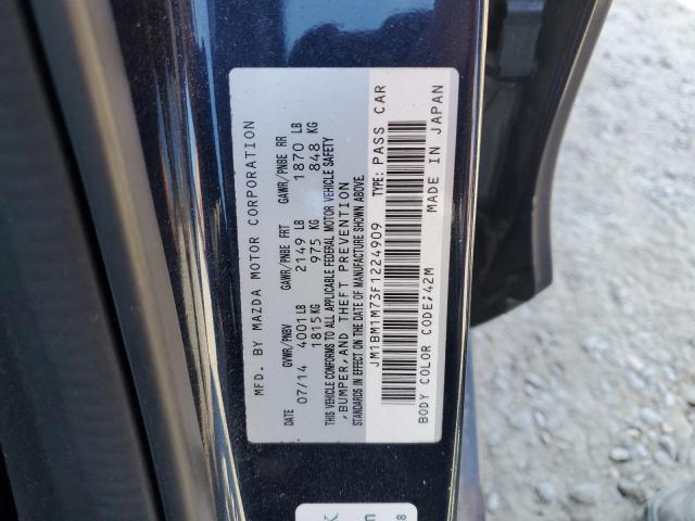 JM1BM1M73F1224909 - 2015 MAZDA 3 GRAND TOURING Niebieski zdjęcie 12