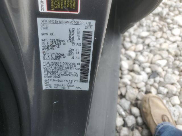 5N1AT2MV5GC751077 - 2016 NISSAN ROGUE S GRAY photo 14