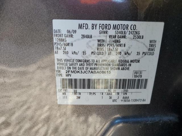 2FMDK3JC7ABA08615 - 2010 FORD EDGE SEL GRAY photo 13