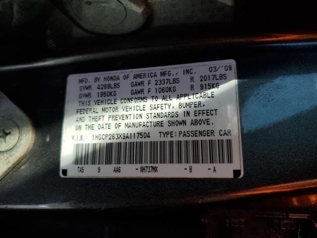 1HGCP263X9A117504 - 2009 HONDA ACCORD LX GRAY photo 13