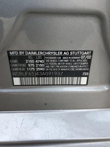 WDBUF65J43A091937 - 2003 MERCEDES-BENZ E 320 GRAY photo 13