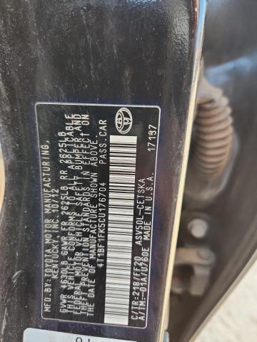 4T1BF1FK5CU176704 - 2012 TOYOTA CAMRY BASE BLACK photo 12