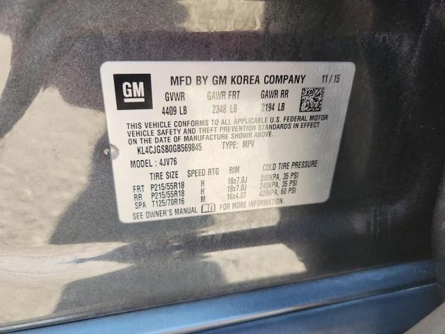 KL4CJGSB0GB569845 - 2016 BUICK ENCORE CHARCOAL photo 12
