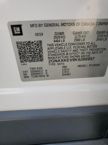 2GNAXKEV9K6288957 - 2019 CHEVROLET EQUINOX LT Սպիտակ լուսանկար 13