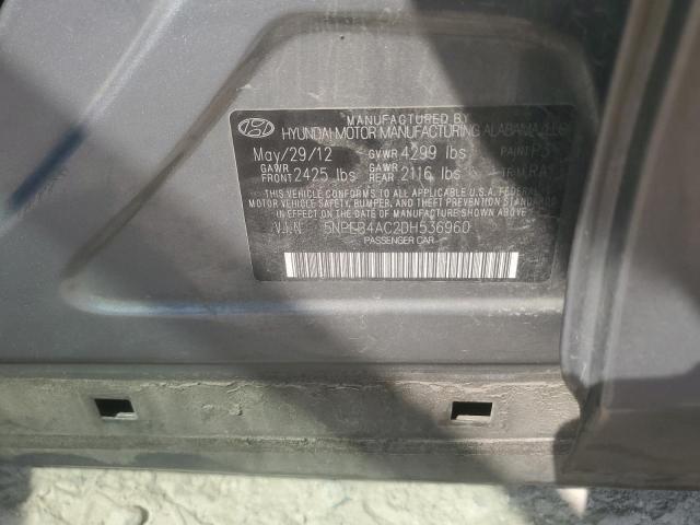 5NPEB4AC2DH536960 - 2013 HYUNDAI SONATA GLS ნაცრისფერი ფოტო 12