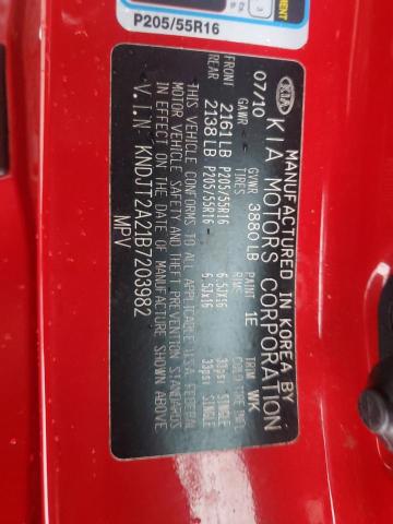 KNDJT2A21B7203982 - 2011 KIA SOUL + RED photo 12
