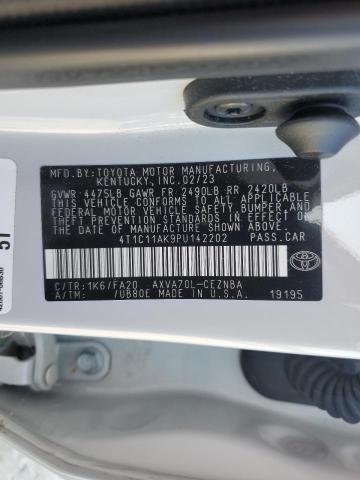 4T1C11AK9PU142202 - 2023 TOYOTA CAMRY LE 白色 照片 12