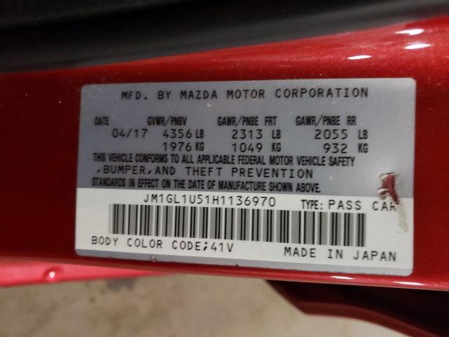 JM1GL1U51H1136970 - 2017 MAZDA 6 SPORT RED photo 12