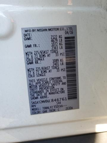 5N1AT2MV0GC846761 - 2016 NISSAN ROGUE S WHITE photo 12