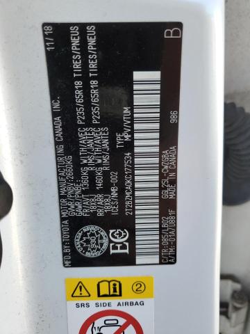 2T2BZMCA0KC177534 - 2019 LEXUS RX 350 BASE თეთრი ფოტო 13