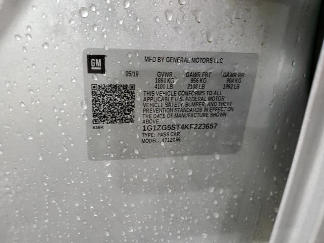 1G1ZG5ST4KF223657 - 2019 CHEVROLET MALIBU RS SILVER photo 12