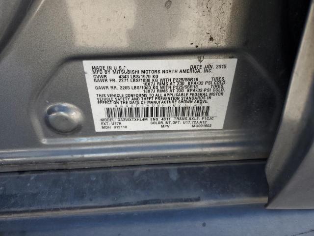 4A4AP4AU8FE023149 - 2015 MITSUBISHI OUTLANDER SE GRAY photo 13