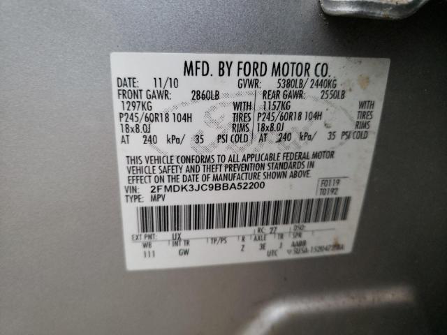 2FMDK3JC9BBA52200 - 2011 FORD EDGE SEL SILVER photo 13