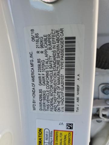 1HGCV1F15JA201037 - 2018 HONDA ACCORD LX თეთრი ფოტო 12