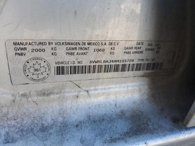 3VWRL8AJ4AM103728 - 2010 VOLKSWAGEN JETTA TDI Արծաթագույն լուսանկար 12
