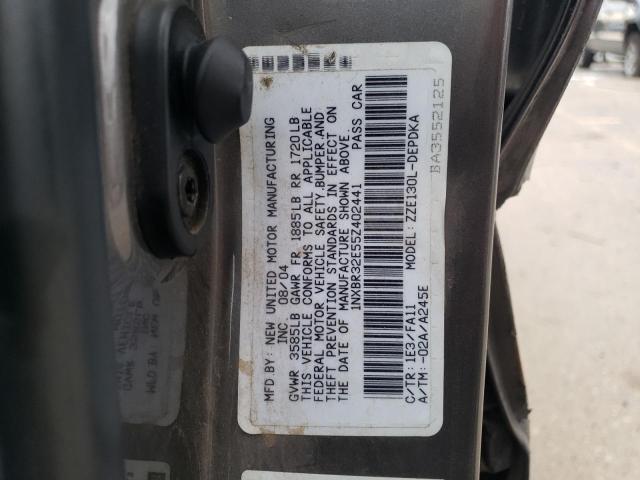 1NXBR32E55Z402441 - 2005 TOYOTA COROLLA CE GRAY photo 12