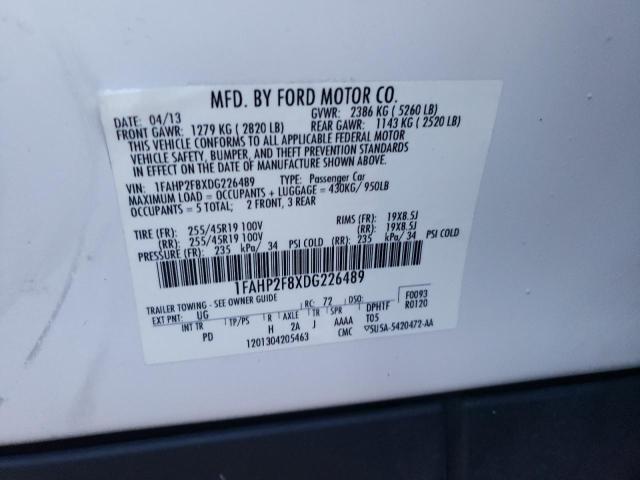 1FAHP2F8XDG226489 - 2013 FORD TAURUS LIMITED WHITE photo 12