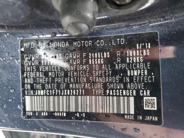 JHMFC1F71JX026271 - 2018 HONDA CIVIC EXL 蓝色 照片 13