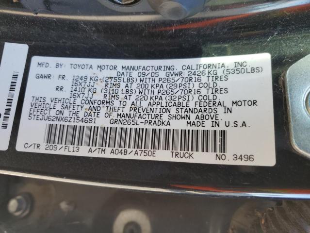 5TEJU62NX6Z154681 - 2006 TOYOTA TACOMA DOUBLE CAB PRERUNNER BLACK photo 13