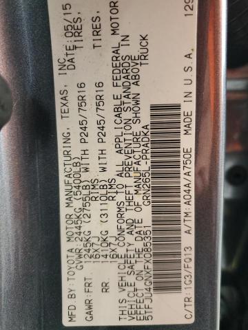 5TFJU4GNXFX085351 - 2015 TOYOTA TACOMA DOUBLE CAB PRERUNNER CHARCOAL photo 12