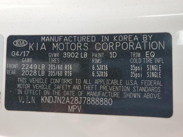 KNDJN2A28J7888880 - 2018 KIA SOUL თეთრი ფოტო 12