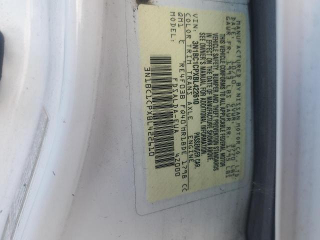 3N1BC1CPXBL422610 - 2011 NISSAN VERSA S WHITE photo 13