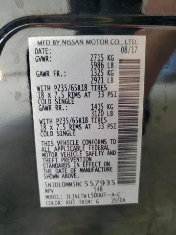 5N1DL0MM5HC557935 - 2017 INFINITI QX60 BLACK photo 13